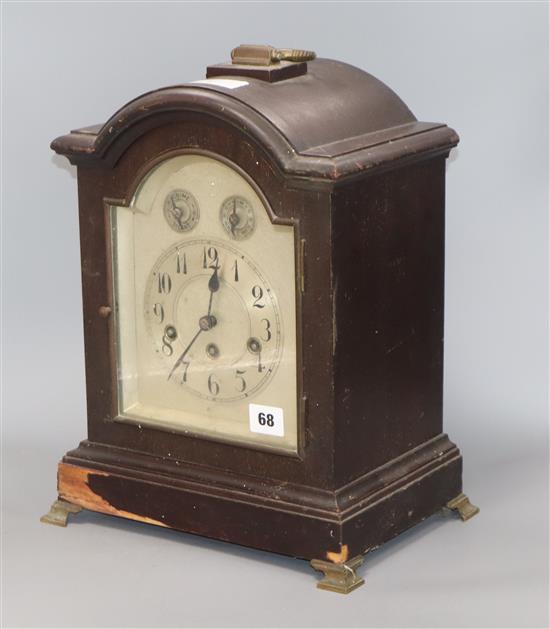 A 1920s mahogany mantel clock height 36cm